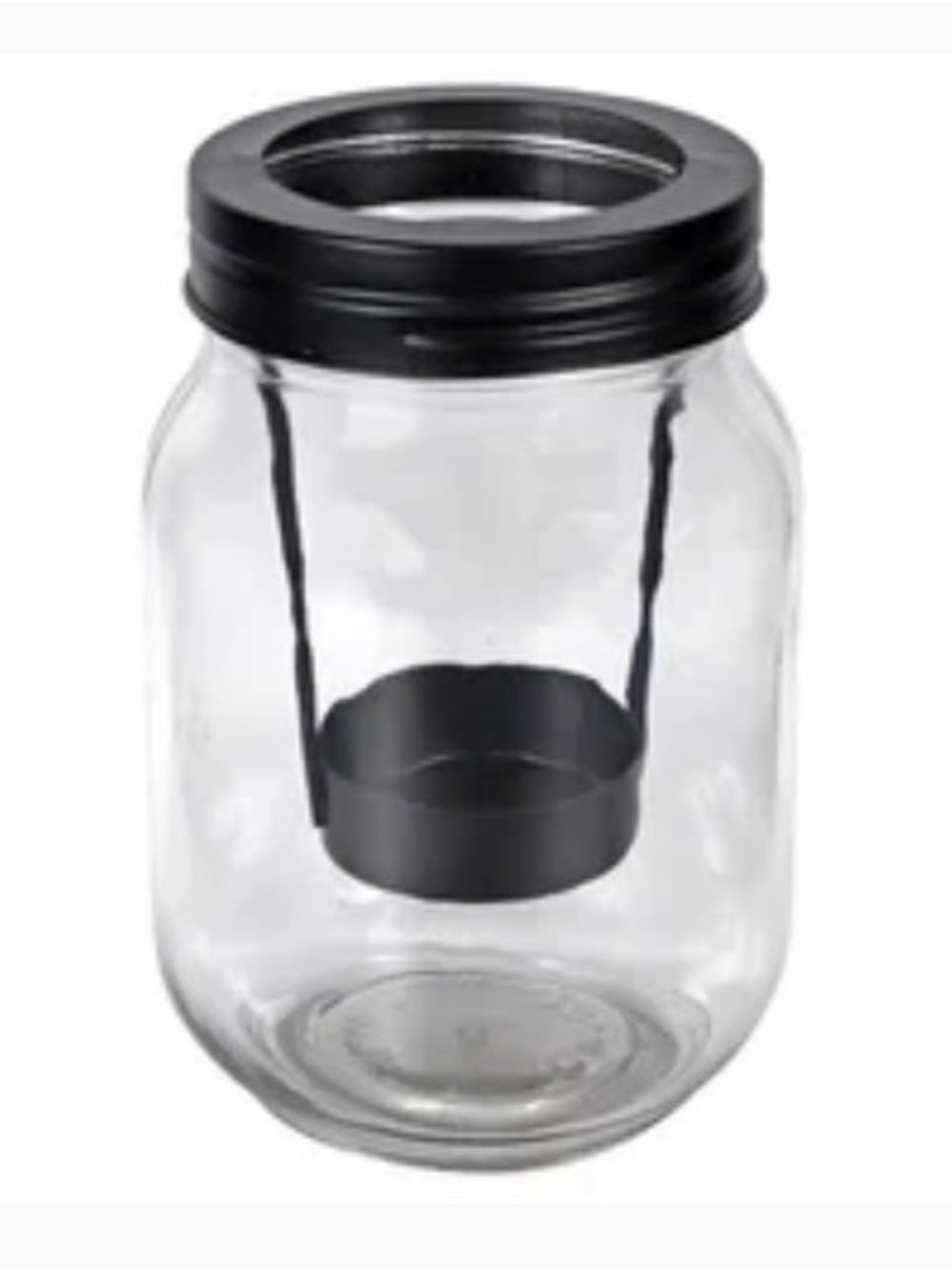 Clear Glass Hanging Candle Jar with Black Lid and Holder set of 6